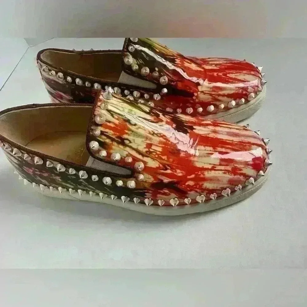Authentic Christian Louboutin PIK Boat Flat Bazin Sneaker Spike 36.5 (US6.5)